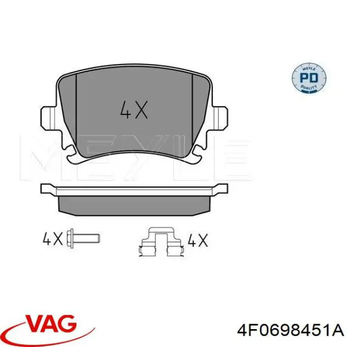 4F0698451A VAG Колодки гальмівні задні, дискові