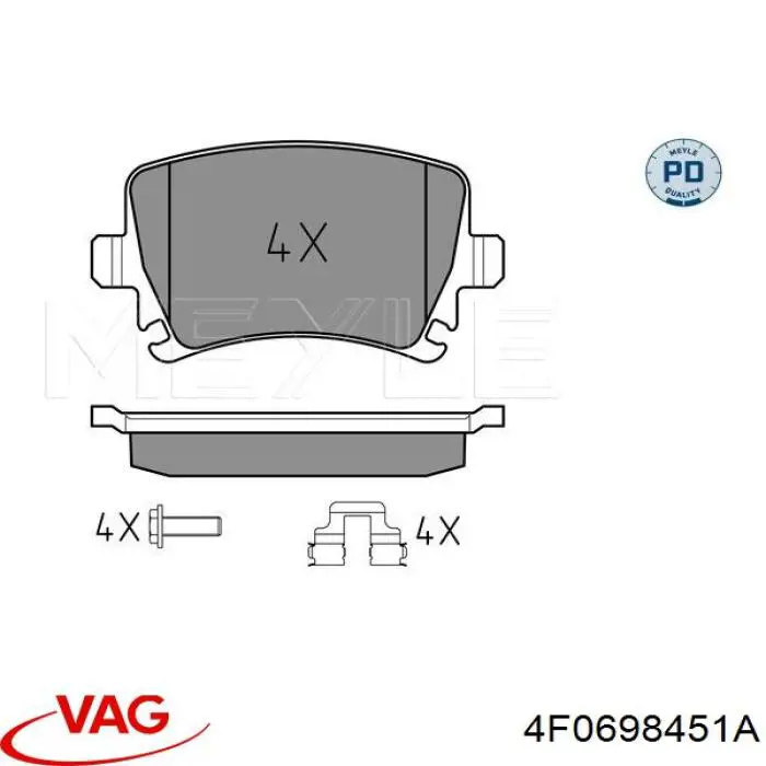 Задні гальмівні колодки 4F0698451A VAG