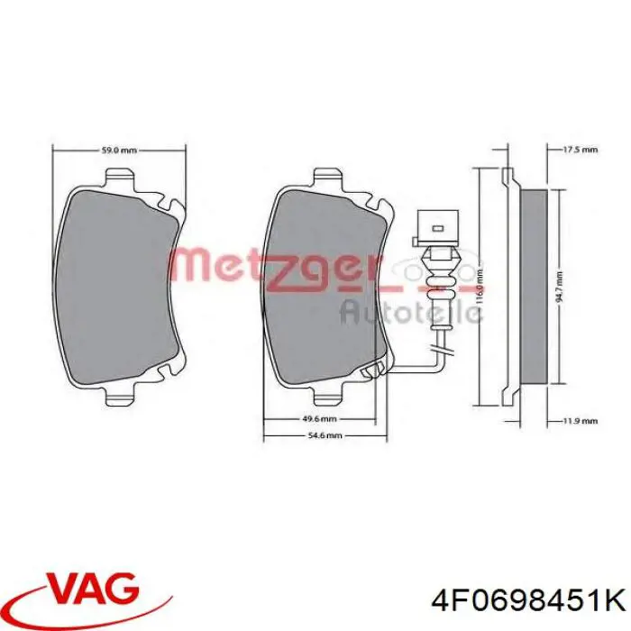 Задні дискові колодки VAG 4F0698451K