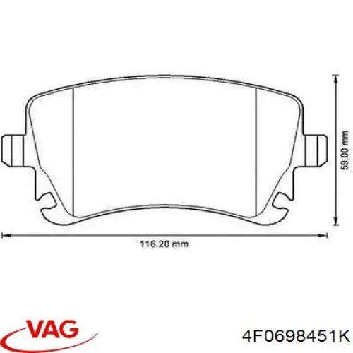 Задні гальмівні колодки VAG 4F0698451K ціна, від 27.30 USD