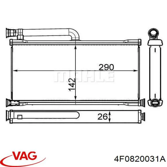 Радіатор обігрівача VAG 4F0820031A
