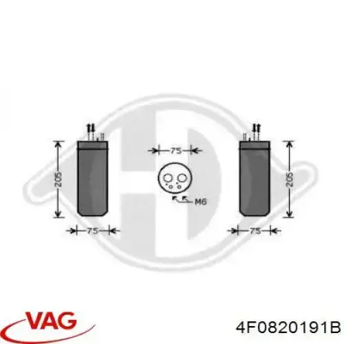 Ресивер-осушувач кондиціонера 4F0820191B VAG
