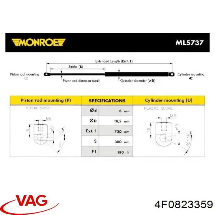 Упор капота VAG 4F0823359