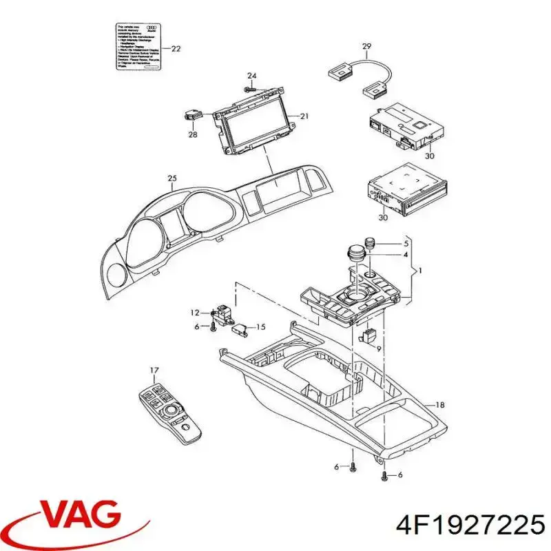 Купити 4F1927225 VAG Клавіша електромеханічного гальма стоянки