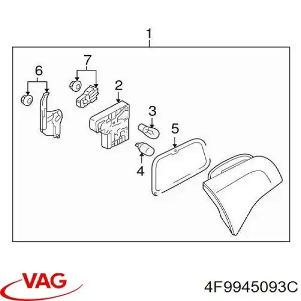 Купити 4F9945093C VAG Ліхтар задній лівий, внутрішній
