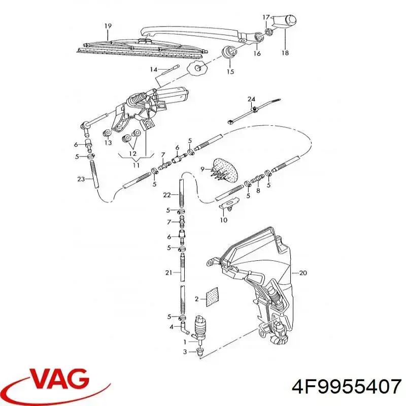 Важіль-поводок склоочисника заднього скла VAG 4F9955407