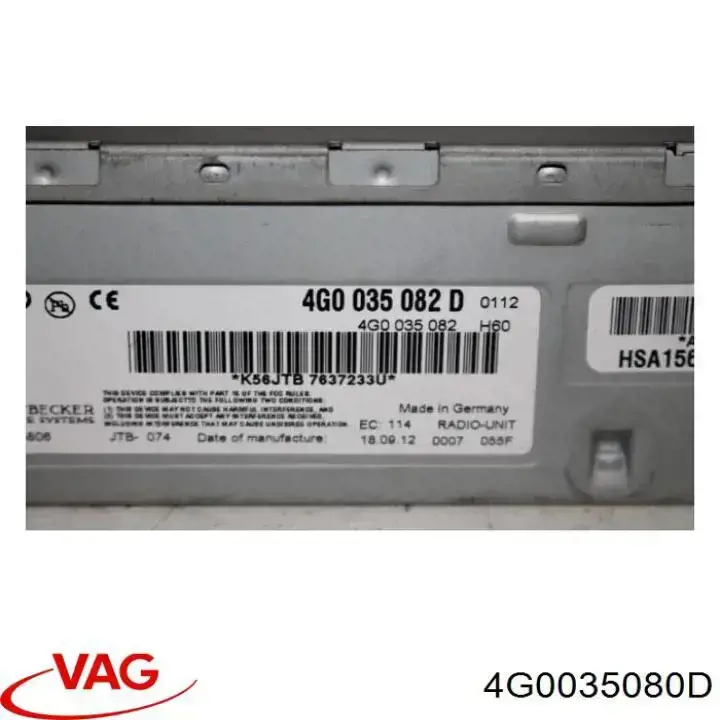 Магнітола (радіо AM/FM) VAG 4G0035082DD ціна, від 93.12 USD