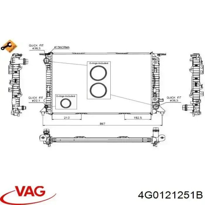 Радіатор охолодження двигуна 4G0121251B VAG