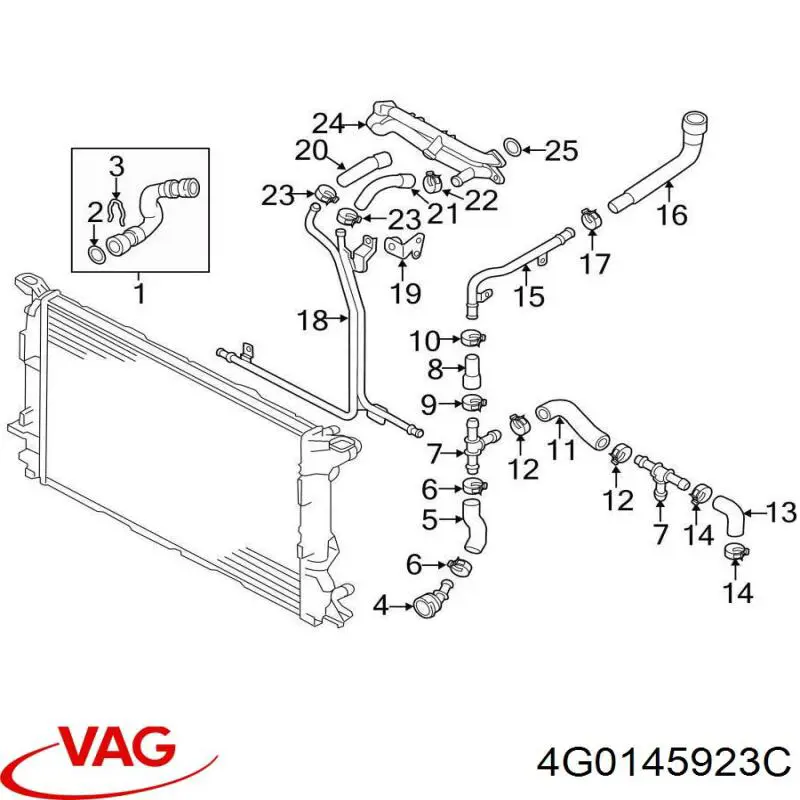 Шланг/патрубок радіатора охолодження, нижній VAG 4G0145923C ціна, від 12.67 USD