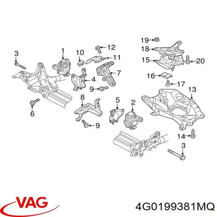 Права подушка двигуна VAG 4G0199381MQ ціна, від 88.69 USD