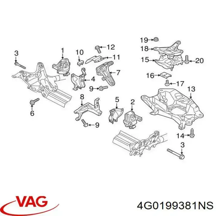Подушка (опора) двигуна, ліва VAG 4G0199381NS