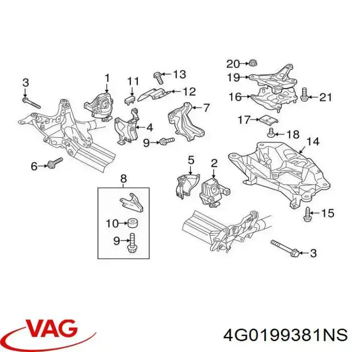 Купити 4G0199381NS VAG Подушка (опора) двигуна, ліва