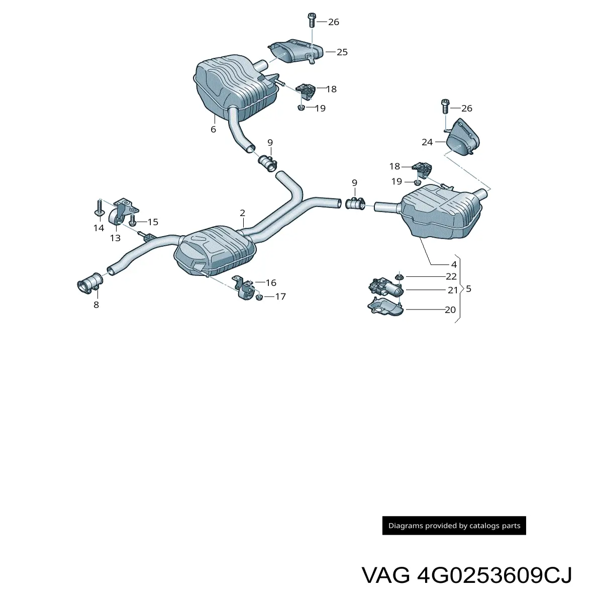 Вихлопна труба VAG 4G0253609CJ ціна, від 118.52 USD