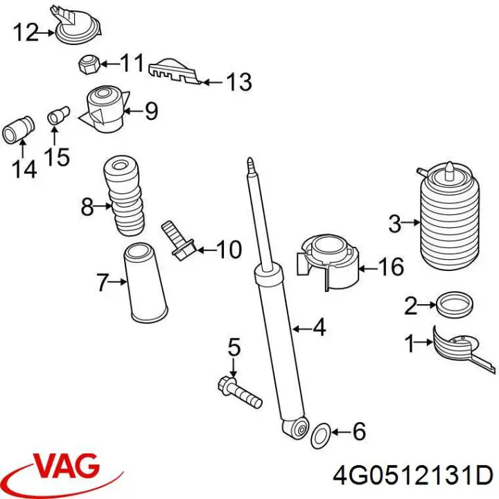 Купити 4G0512131D VAG Буфер-відбійник амортизатора заднього
