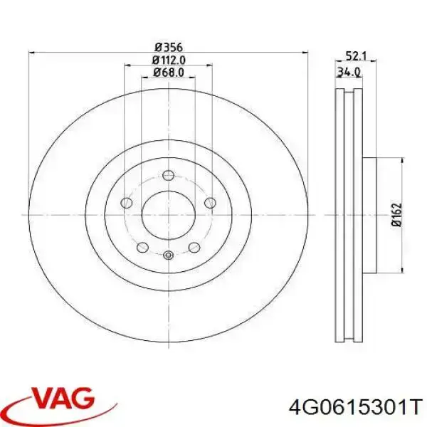 4G0615301T VAG диск гальмівний передній