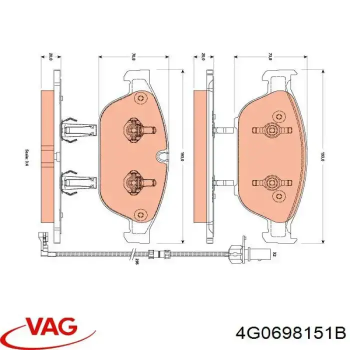 Купити 4G0698151B VAG Колодки гальмівні передні, дискові