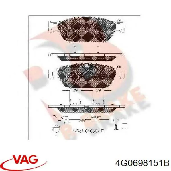 Передні тормозні колодки 4G0698151B VAG