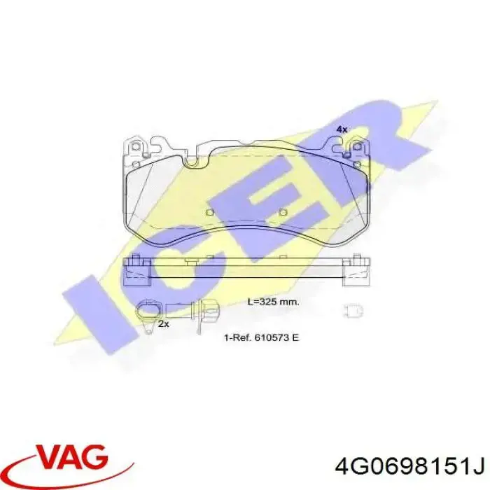 Передні тормозні колодки 4G0698151J VAG