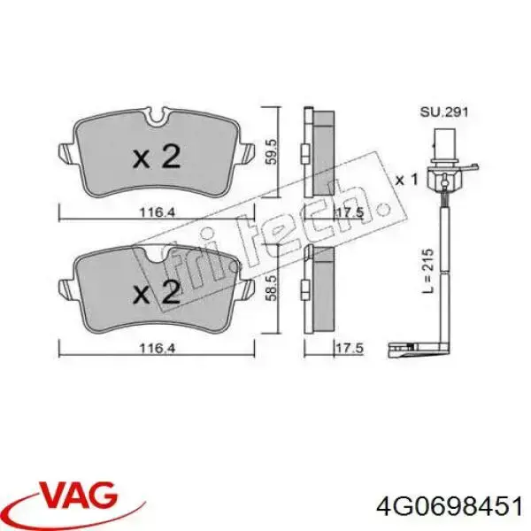 Задні дискові колодки VAG 4G0698451