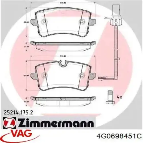 Задні дискові колодки VAG 4G0698451C
