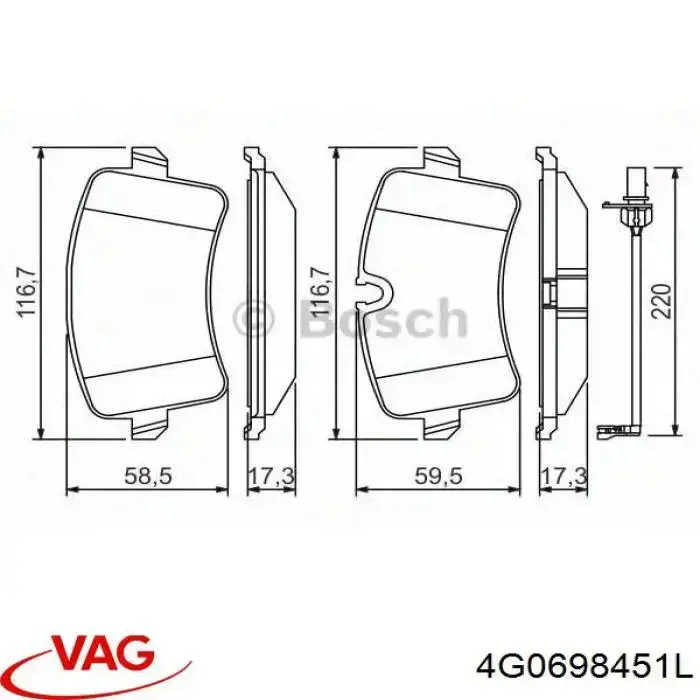 Задні гальмівні колодки 4G0698451L VAG