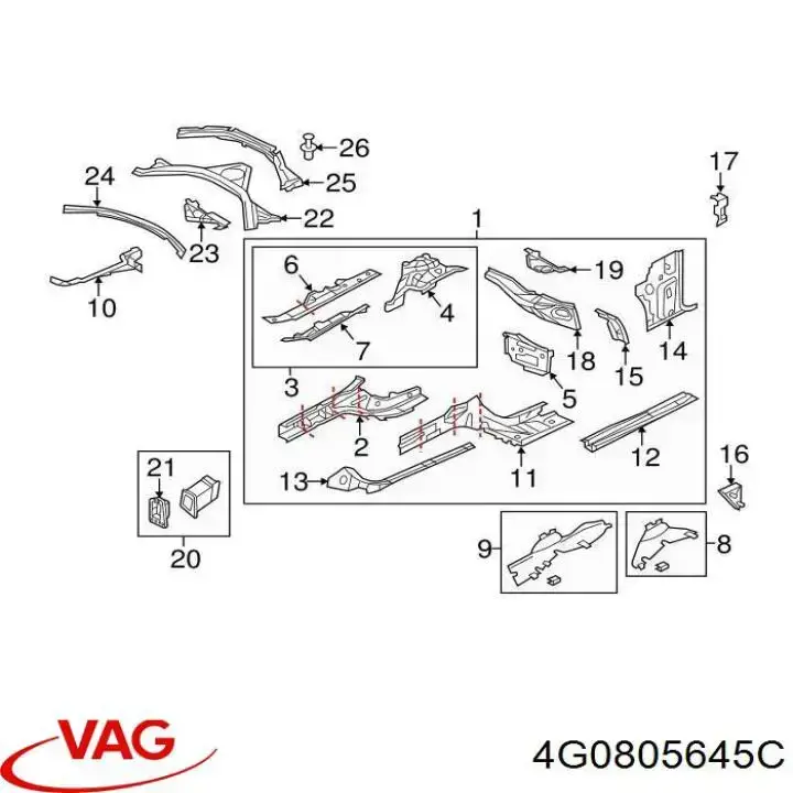 4G0805645C VAG Розпірка передніх стійок підвіски, права