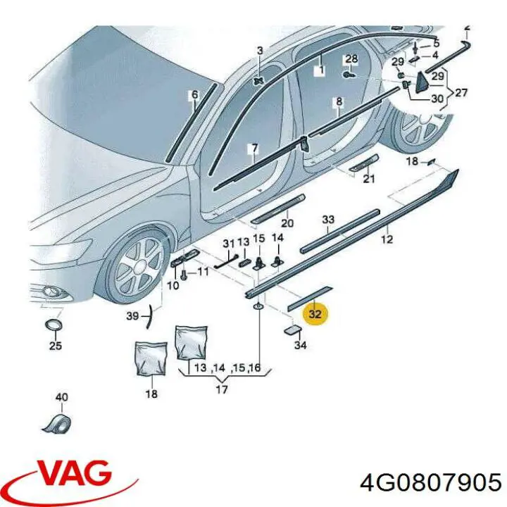  VAG 4G0807905 ціна, від 56.95 USD