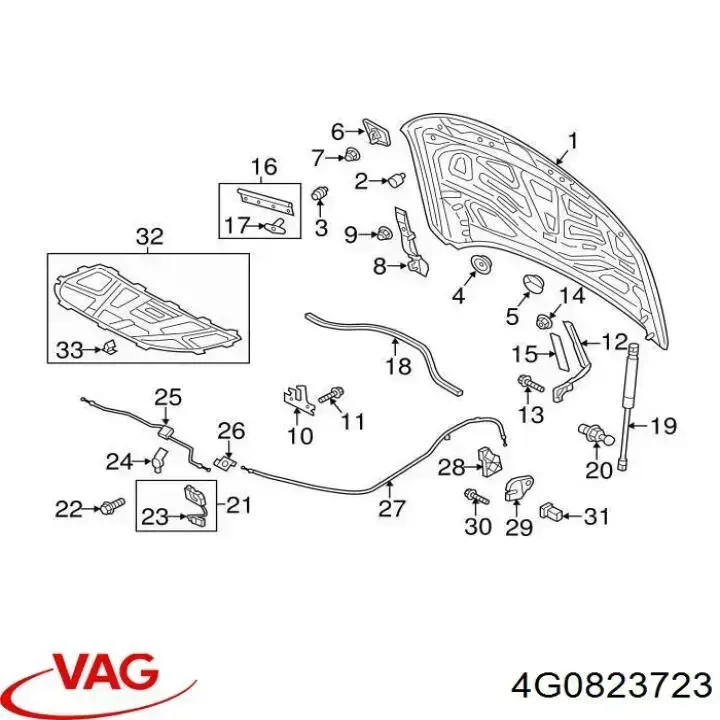 4G0823723 VAG Гумка ущільнювача під капот