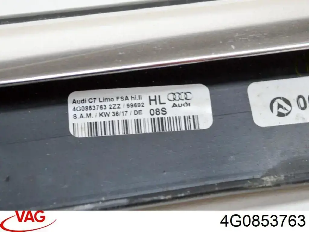 Молдинг опускного скла нижній, двері задньої, лівої 4G0853763 VAG