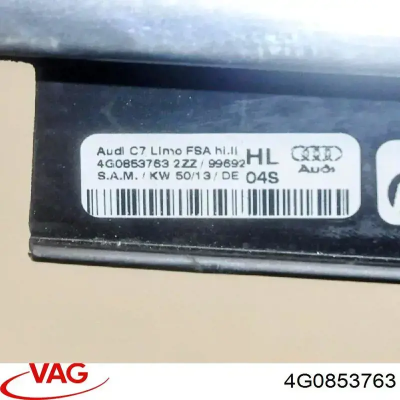 4G0853763 VAG Молдинг опускного скла двері задньої, лівої