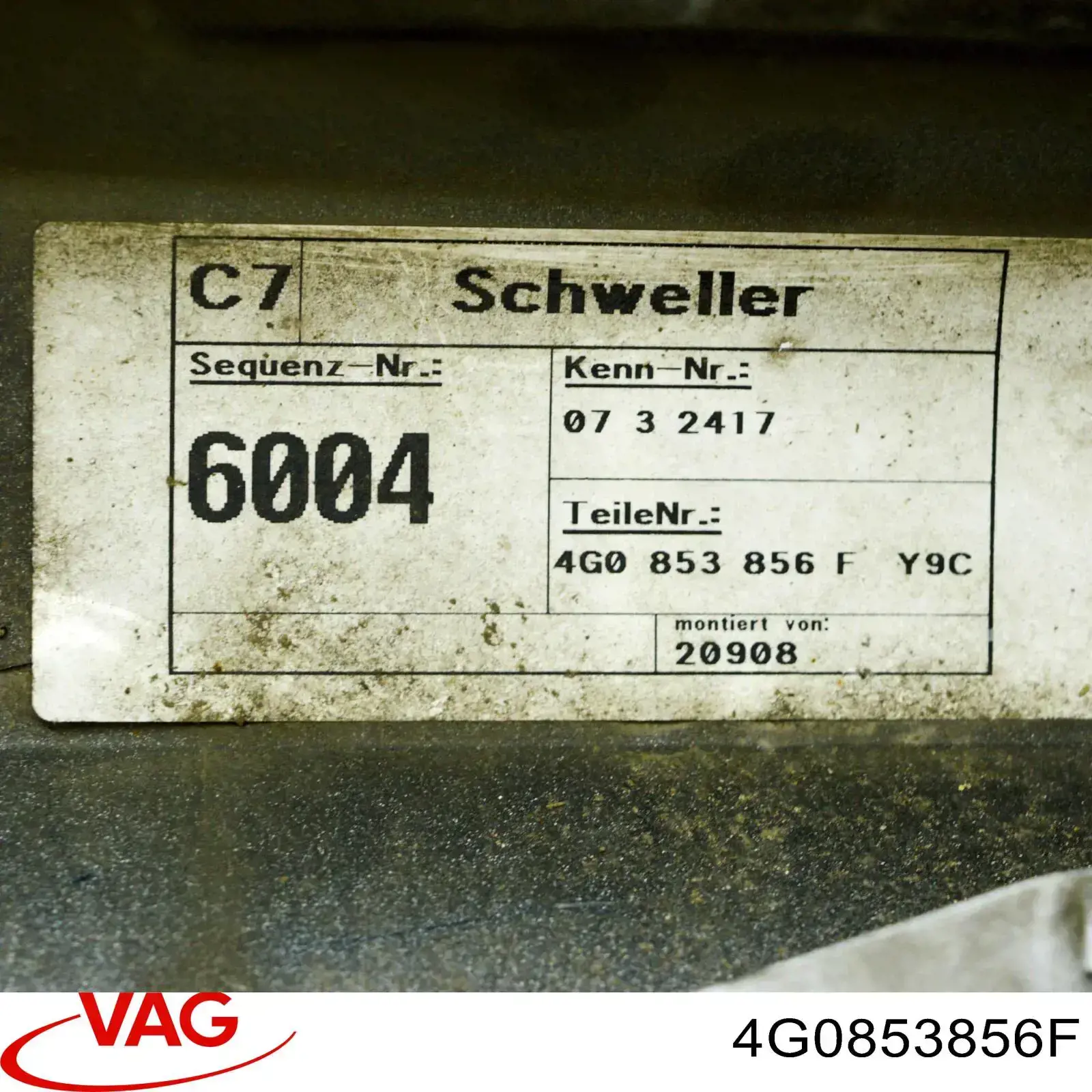 Купити 4G0853856F VAG Накладка зовнішня (молдинг) порога, правий
