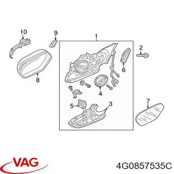 4G0857535C VAG Дзеркальний елемент лівий