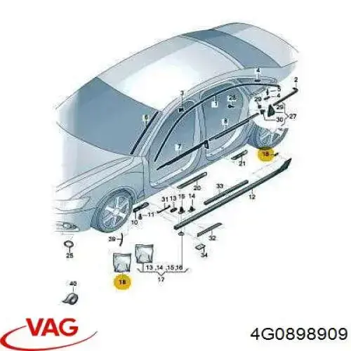 Опора порога (кріплення) VAG 4G0898909 ціна, від 32.94 USD