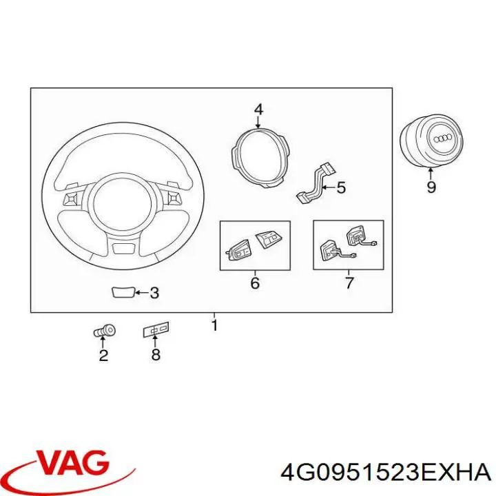 Купити 4G0951523EXHA VAG Блок кнопкових перемикачів кермового колеса