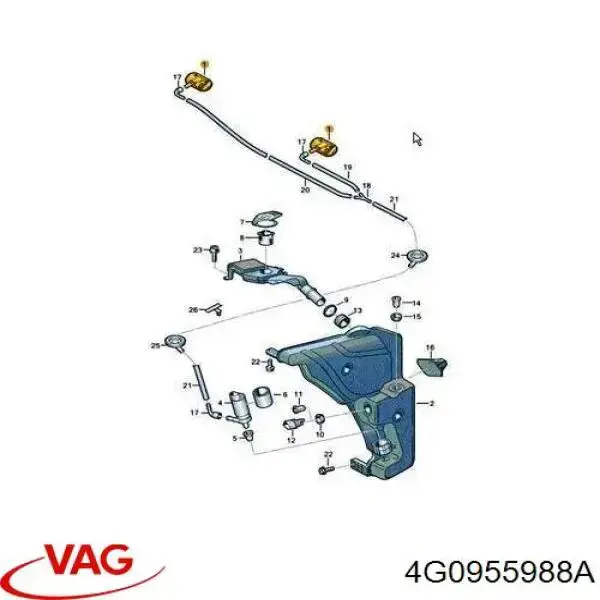Форсунка омивача скла лобового, права 4G0955988A VAG