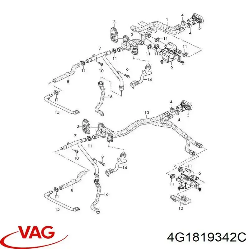 Патрубок грубки VAG 4G1819342C ціна, від 9.88 USD