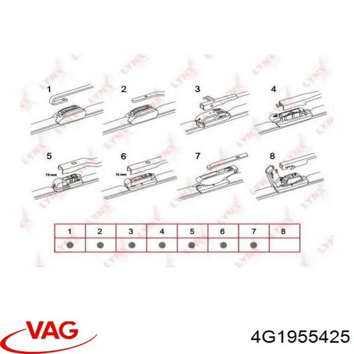 Щітка-двірник лобового скла, водійська VAG 4G1955425 ціна, від 22.16 USD