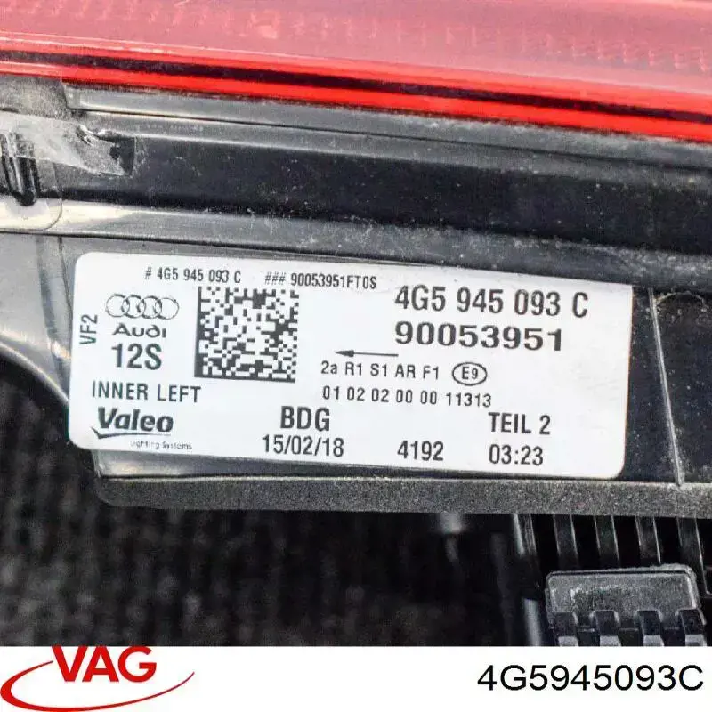 Ліхтар задній лівий, внутрішній 4G5945093C VAG