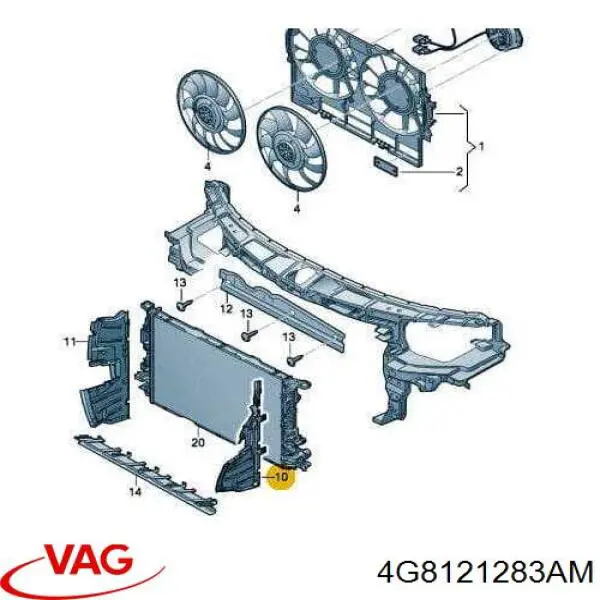 Повітропровід (дефлектор) радіатора, лівий VAG 4G8121283AM ціна, від 93.80 USD