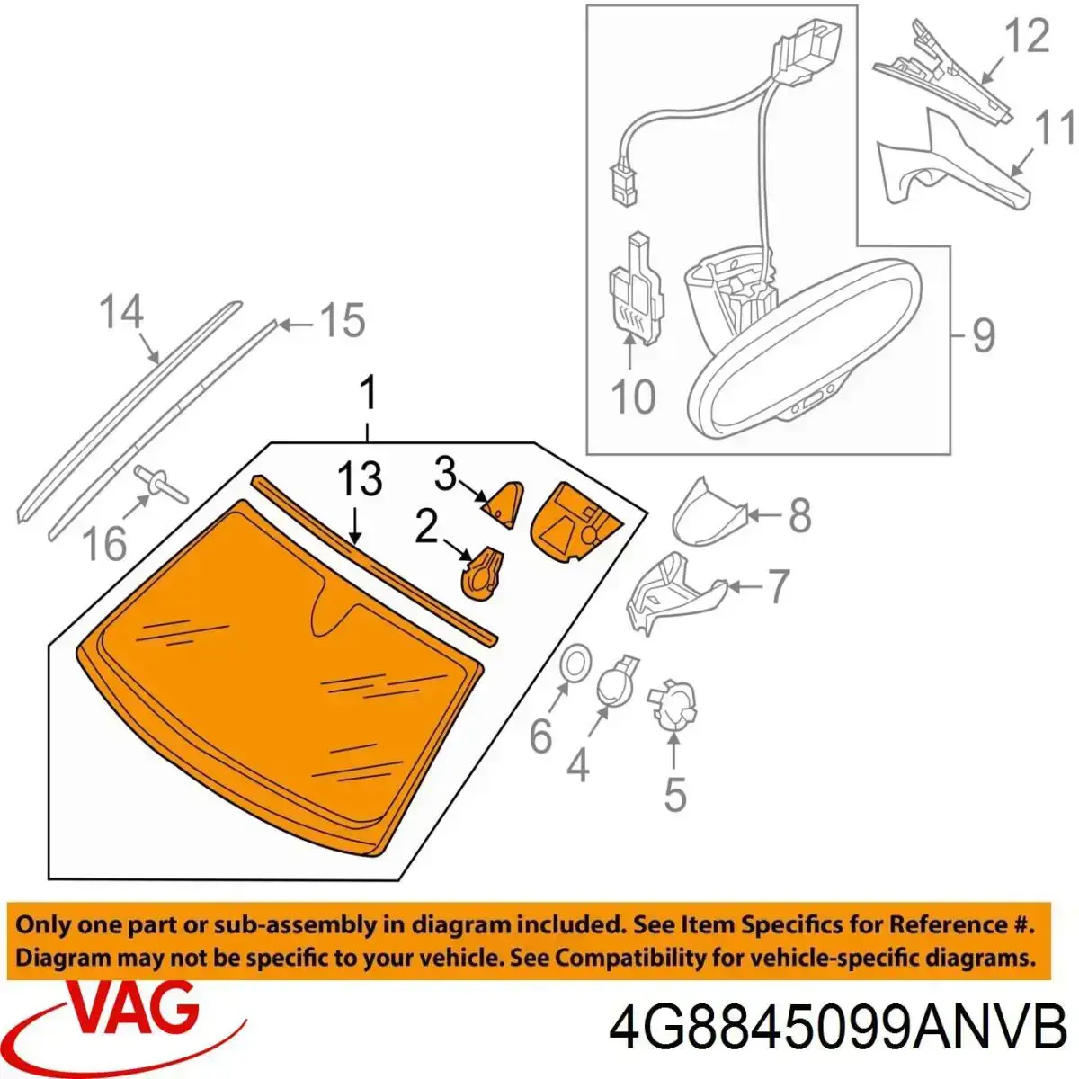Купити 4G8845099ANVB VAG Вікно вітрове