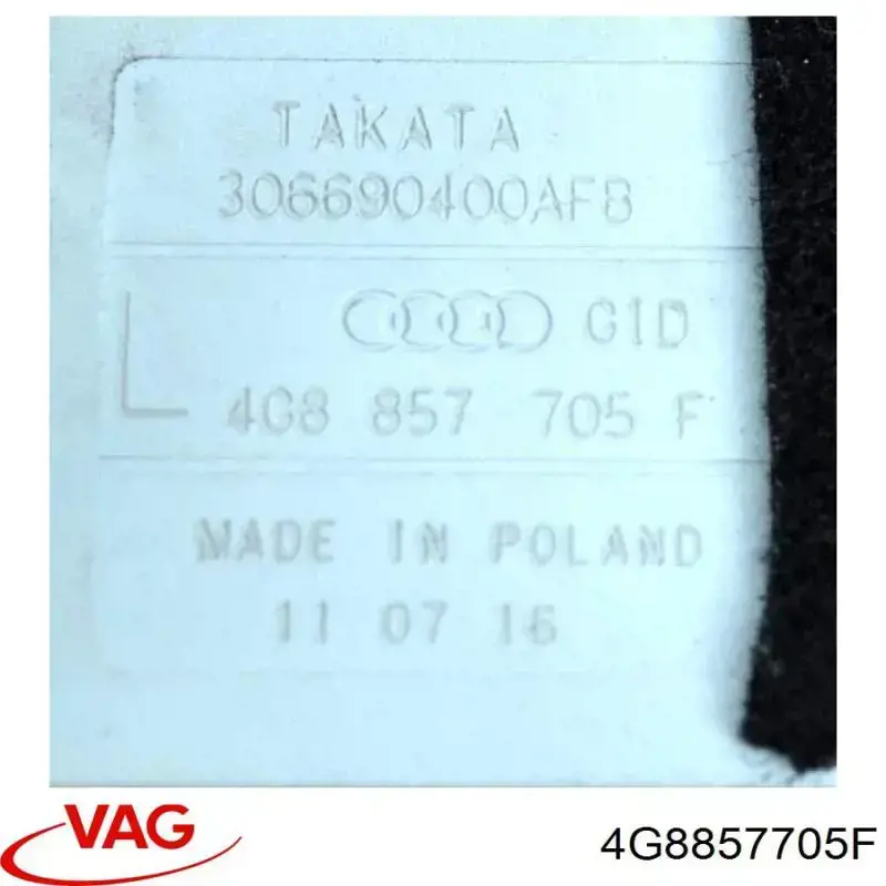 Ремінь безпеки передній лівий VAG 4G8857705F