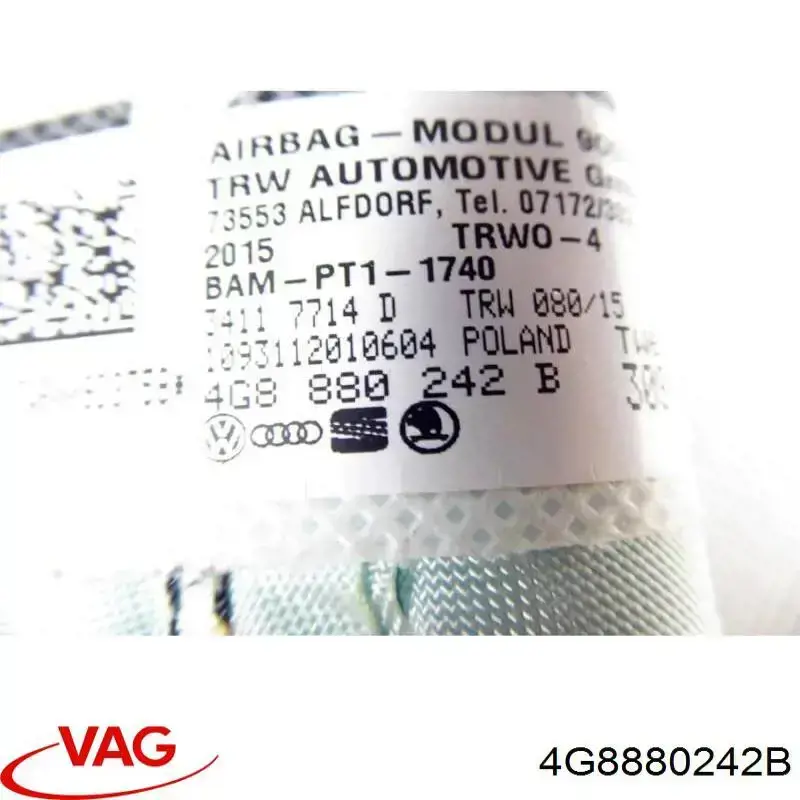 4G8880242B VAG Подушка безпеки AIRBAG спинки сидіння, правого