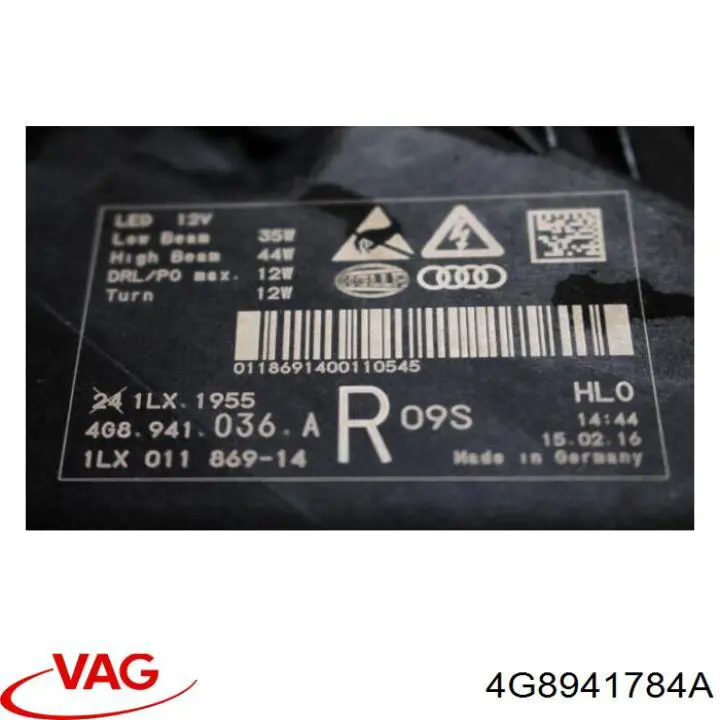  VAG 4G8941784A ціна, від 2394.39 USD