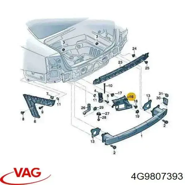 Купити 4G9807393 VAG Направляюча заднього бампера, ліва