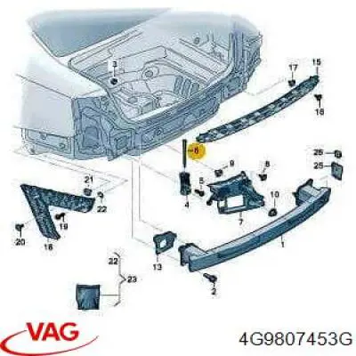 Направляюча заднього бампера, ліва 4G9807453G VAG