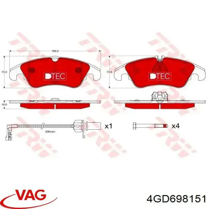 Гальмівні колодки VAG 4GD698151 ціна, від 59.64 USD