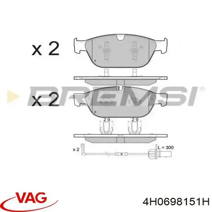 Передні тормозні колодки 4H0698151H VAG