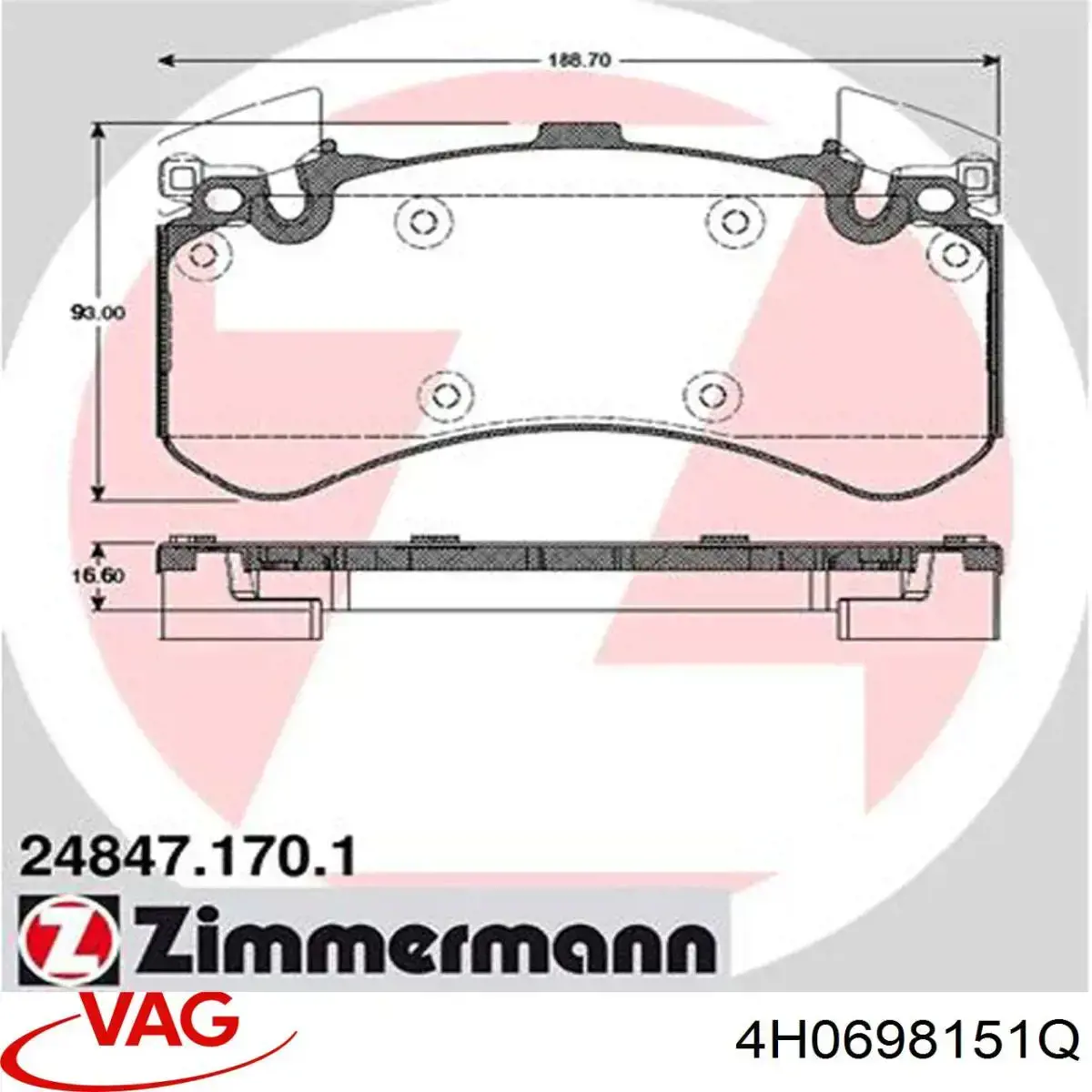 Купити 4H0698151Q VAG Колодки гальмівні передні, дискові