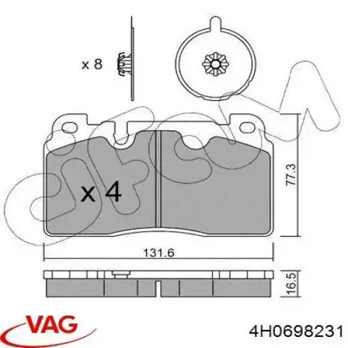Притискна пружина колодки VAG 4H0698231 ціна, від 120.72 USD