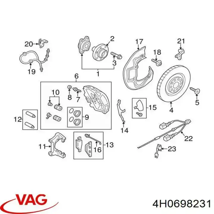Купити 4H0698231 VAG Пластина кріплення гальмівної колодки